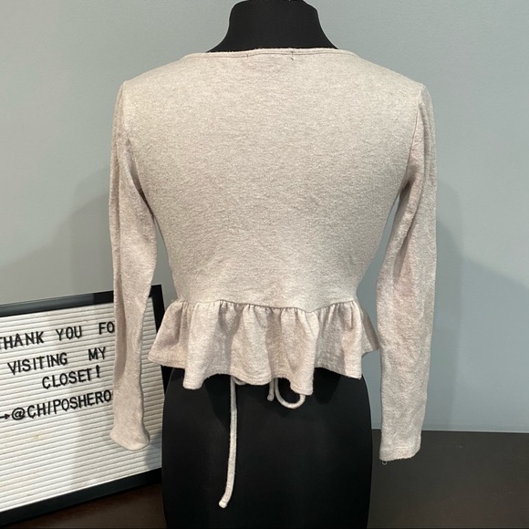 Forever 21 beige wrap cropped cardigan, Small - Picture 2 of 4